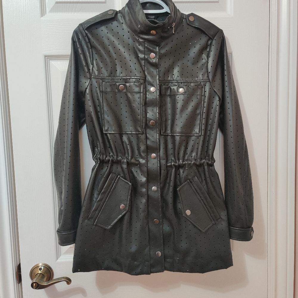 NWOT Guess Perforated Vegan Leather Jacket